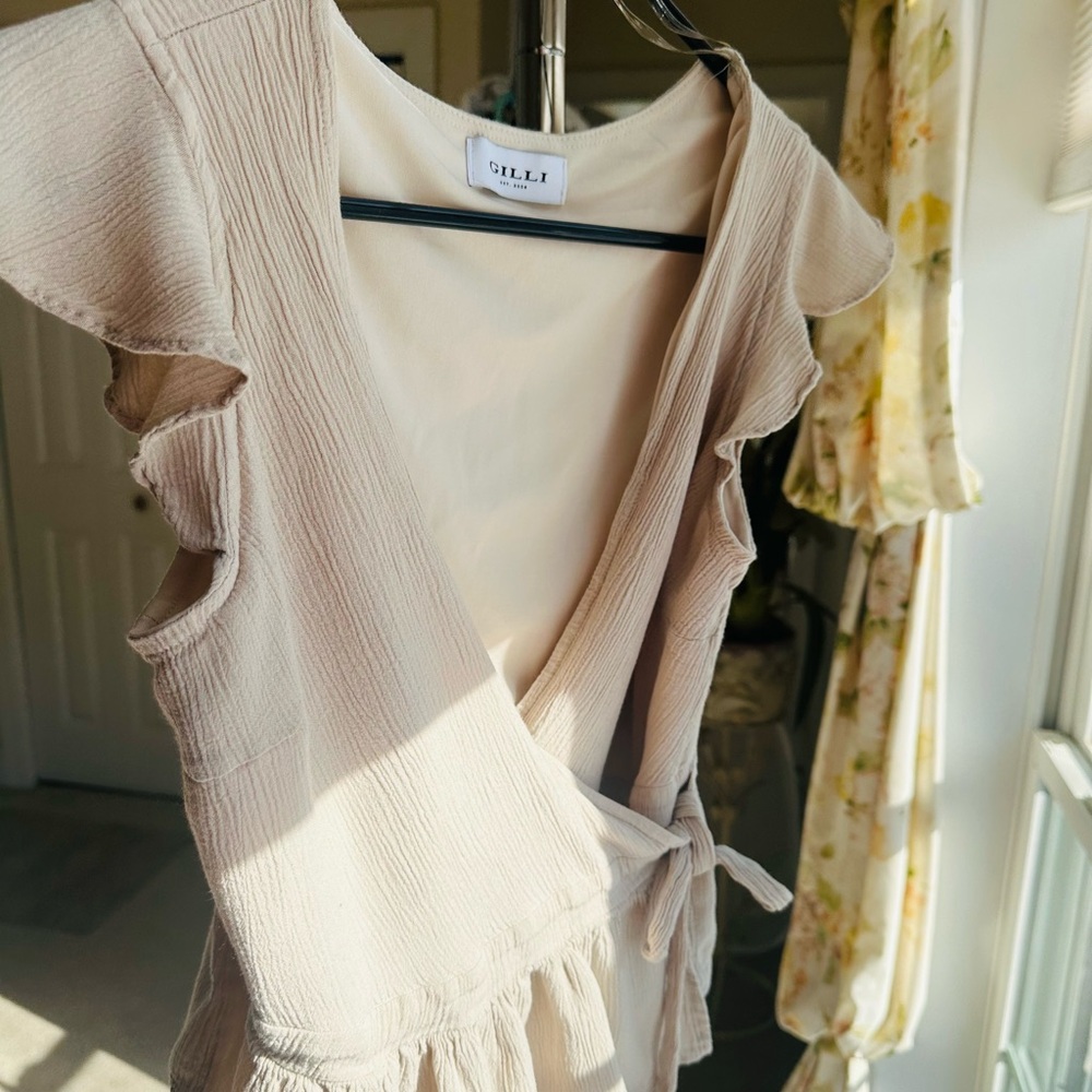 Beige Gili Waist Wrap Blouse